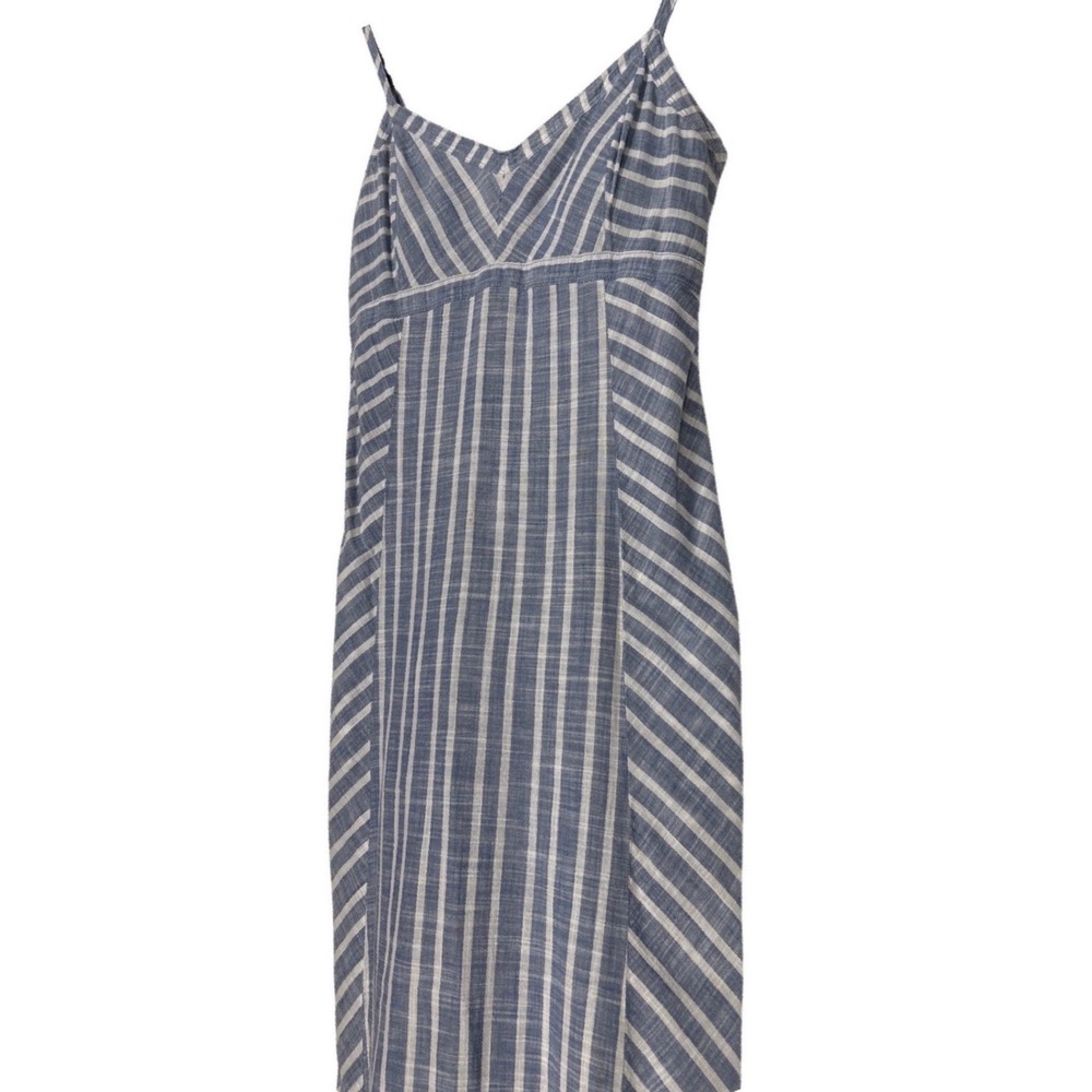 Athleta Stripe Wayfinder Sleeveless Smocked Back Maxi Dress Blue Ivory Size 6